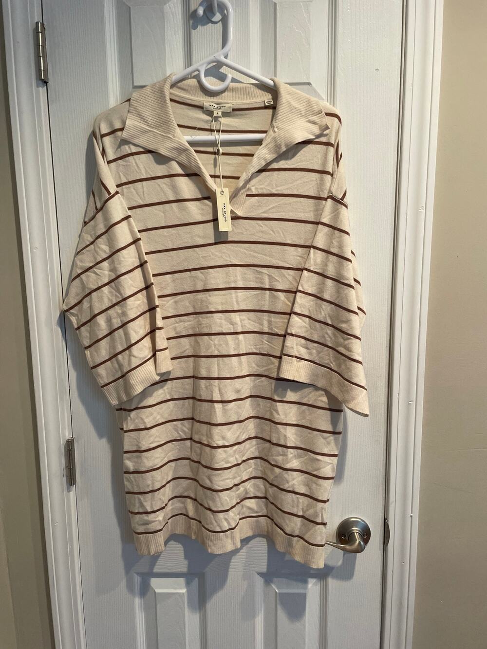 Max Studios Stripe Johnny Collar Sweater Dress A51